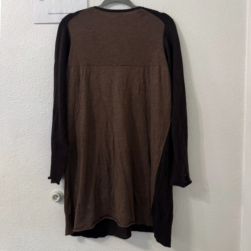 Eileen Fisher Women 2X Tunic Sweater Brown Merino Wool Long Sleeve Minimalist - Picture 3 of 6